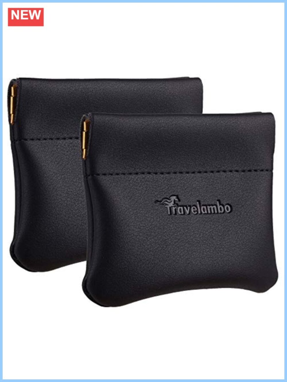 Faux Leather Squeeze Coin Purse Pouch Change Holder Snap Closure 2pc Set